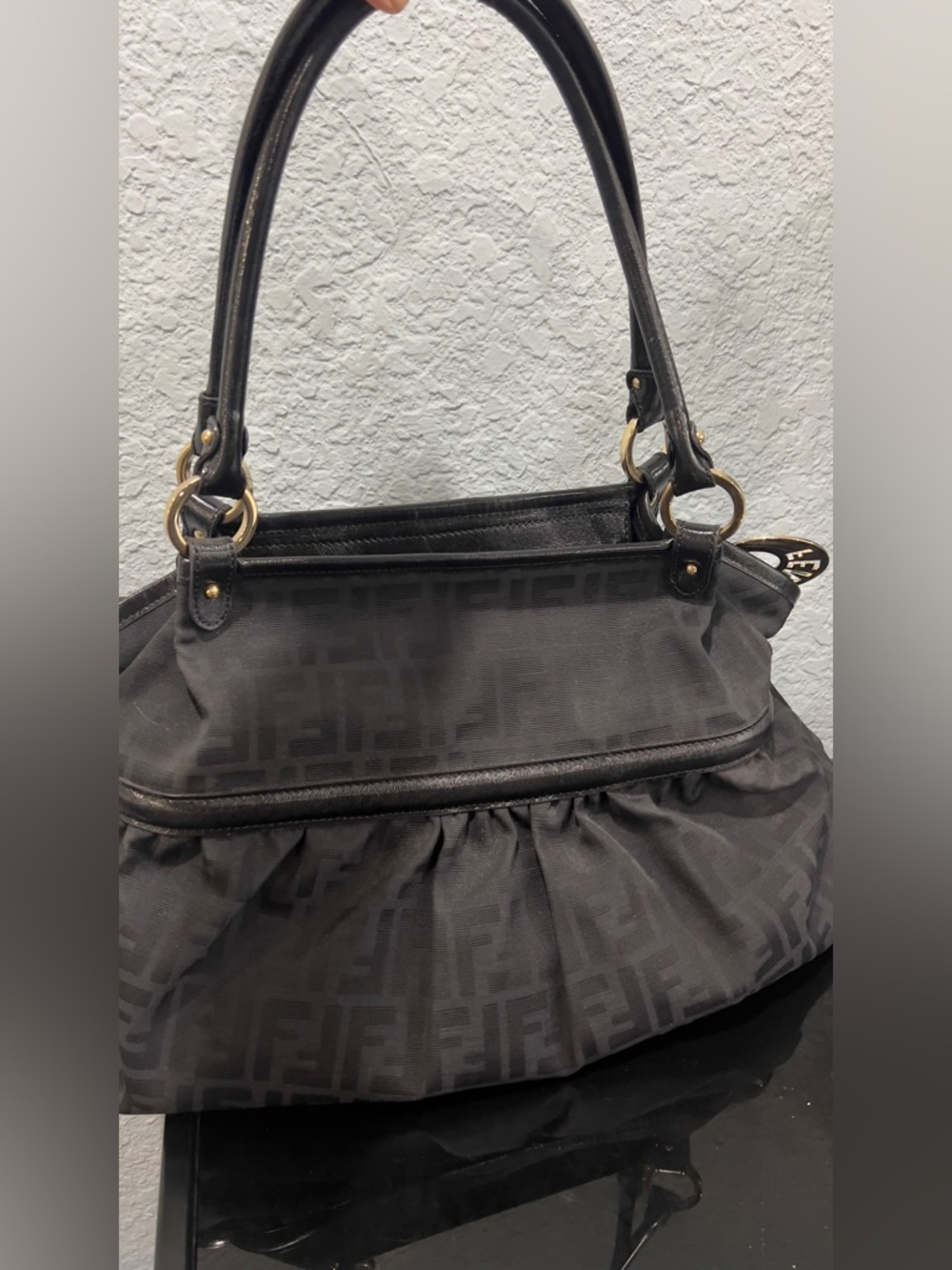 Fendi Black Zucca Jacquard Tote with Gold-Tone Hardware